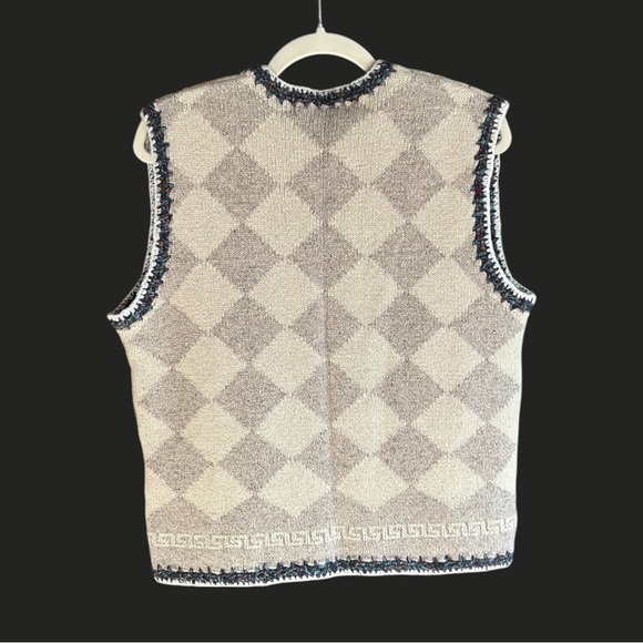 VINTAGE EAGLES EYE Wool‎ Embroidered Sweater Vest Ugly Christmas M - Picture 2 of 9